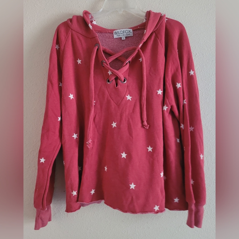 Wildfox Sz Medium Star Lace-Up Hoodie